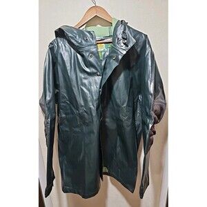 Cabela’s Waterproof Rain Jacket Men’s XL Green Polyvinyl Snap Front Hooded Pvc